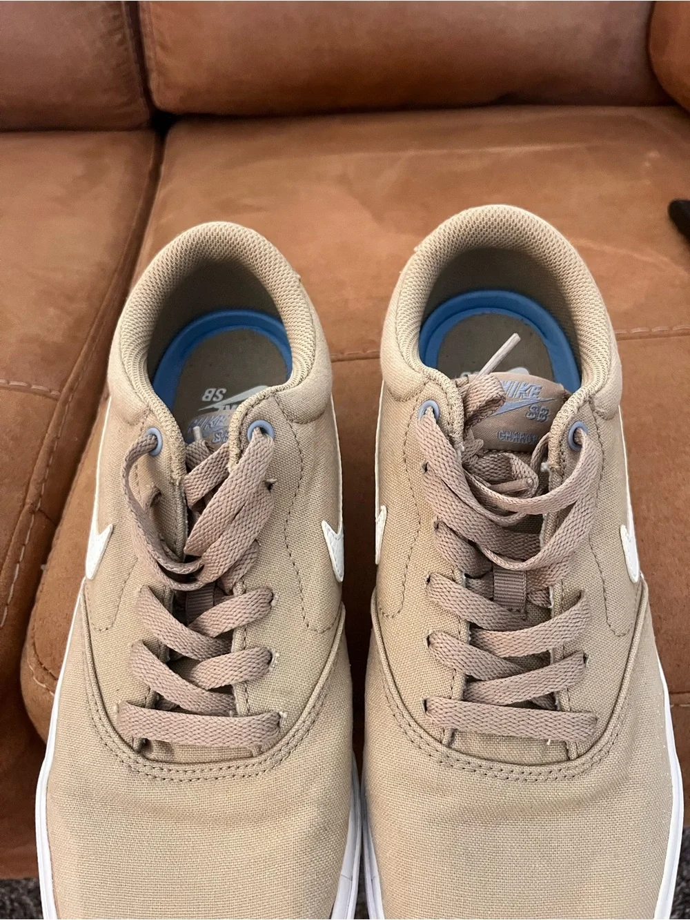 Nike Men’s SB Charge Canvas sneakers in a khaki brown colorwa